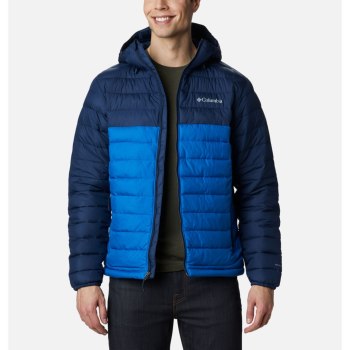 Columbia Powder Lite Hooded Insulated, Chamarras Azules Claro Azul Marino Para Hombre | 427601-IDF